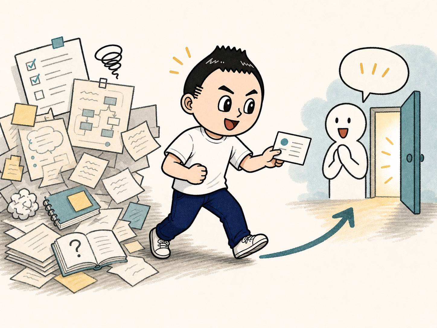 小さな一歩を試して反応を見ている様子
