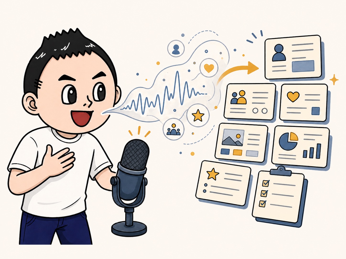 音声入力で話した内容が整理される