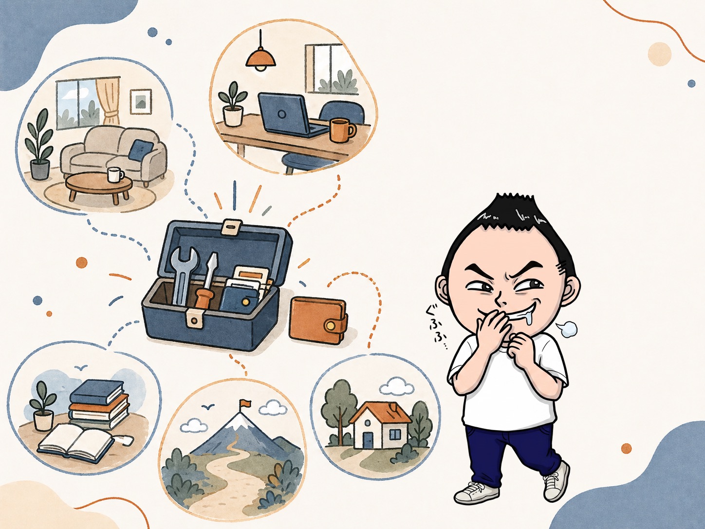 お金を人生の選択肢を広げる道具として描いた図解イラスト