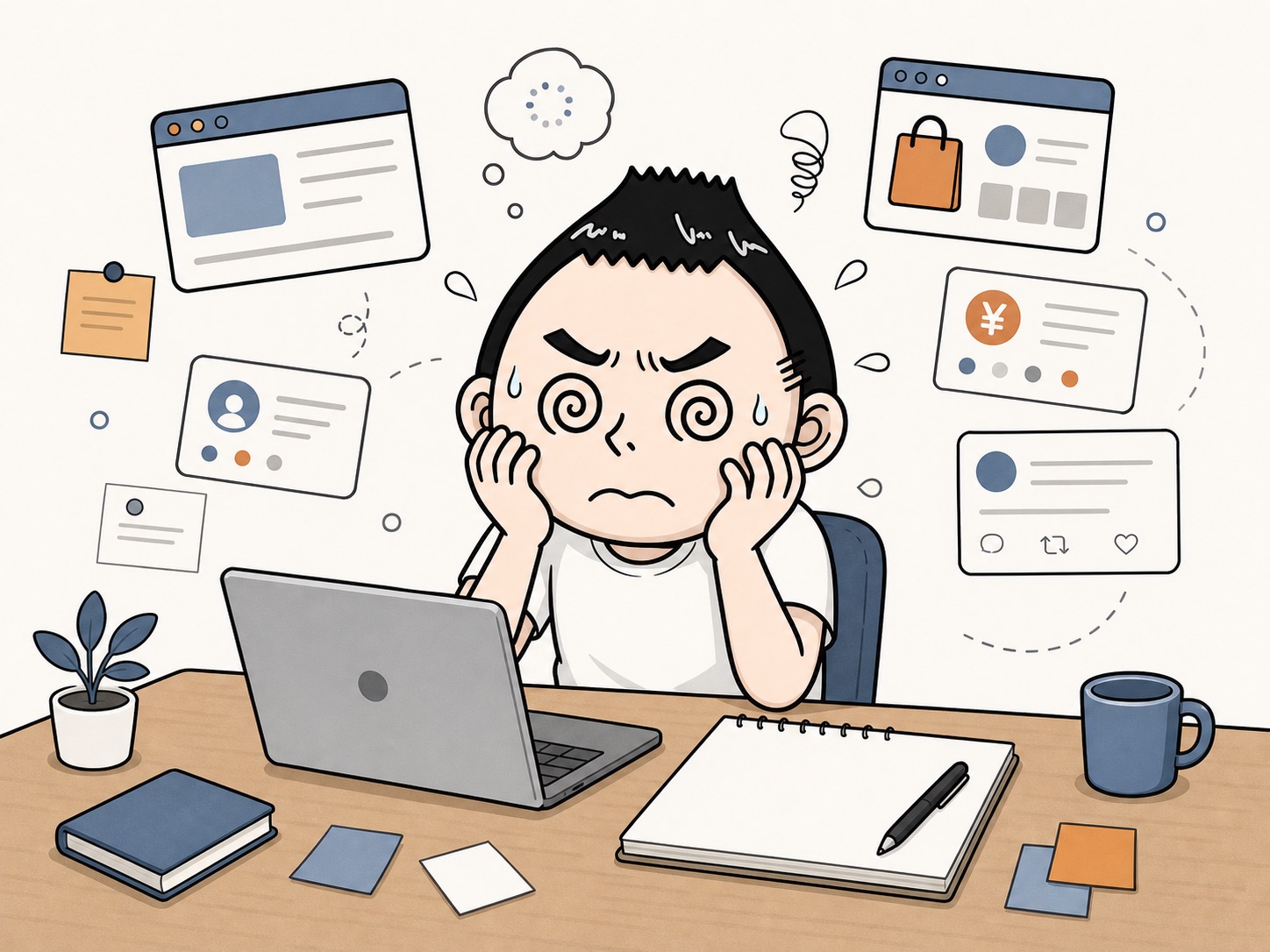 準備しているつもりで止まっているイラスト