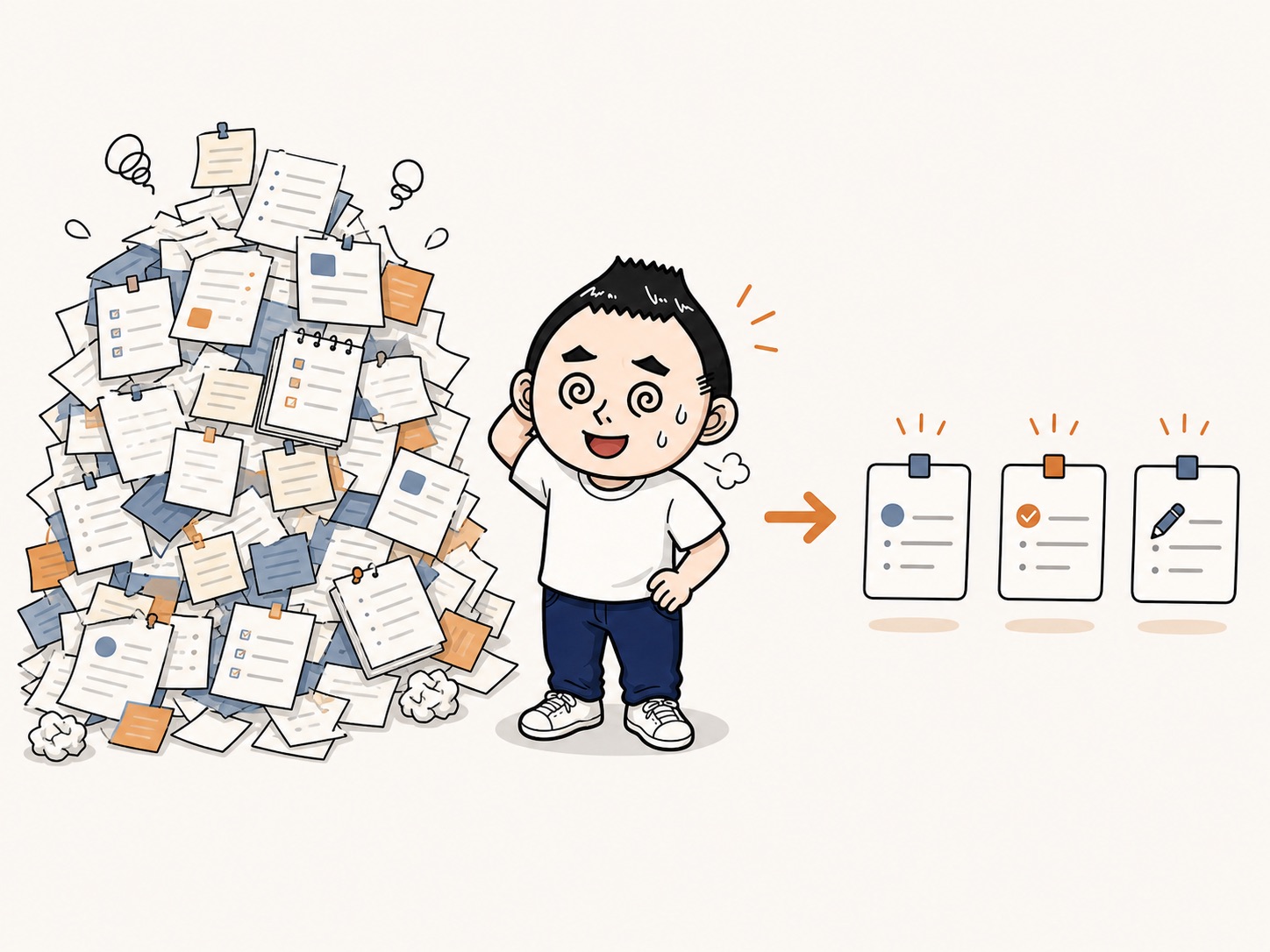 やることを小さくして3つに絞るイラスト