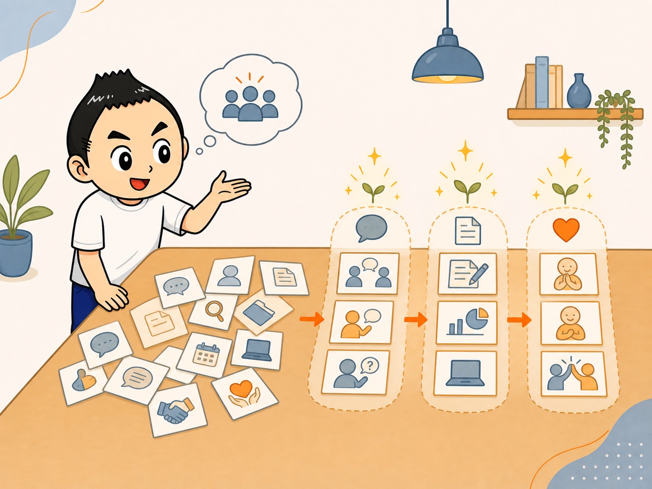 頼まれごとを整理して価値を見つけるイラスト