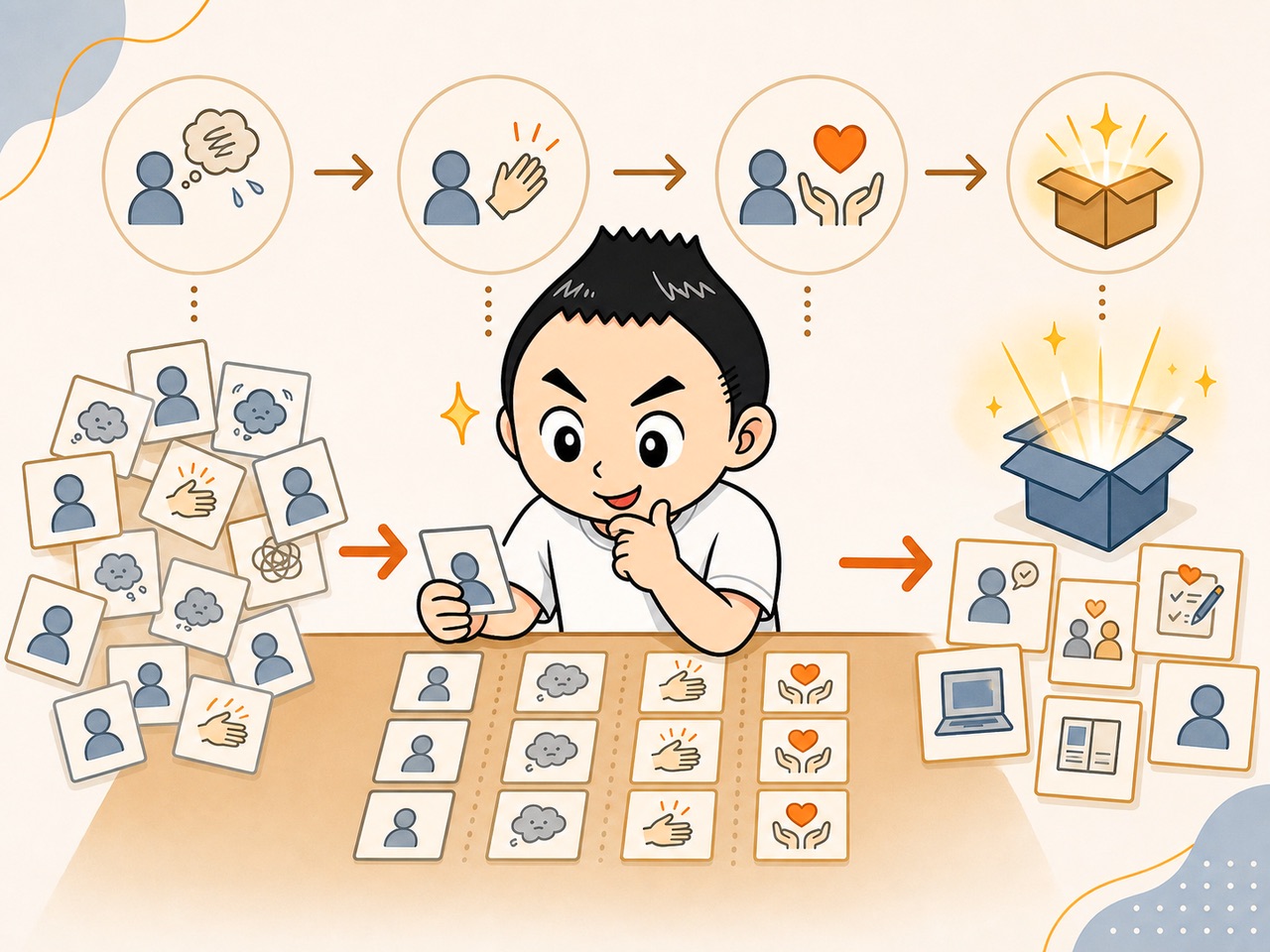 頼まれごとを小さな商品案に変えるイラスト