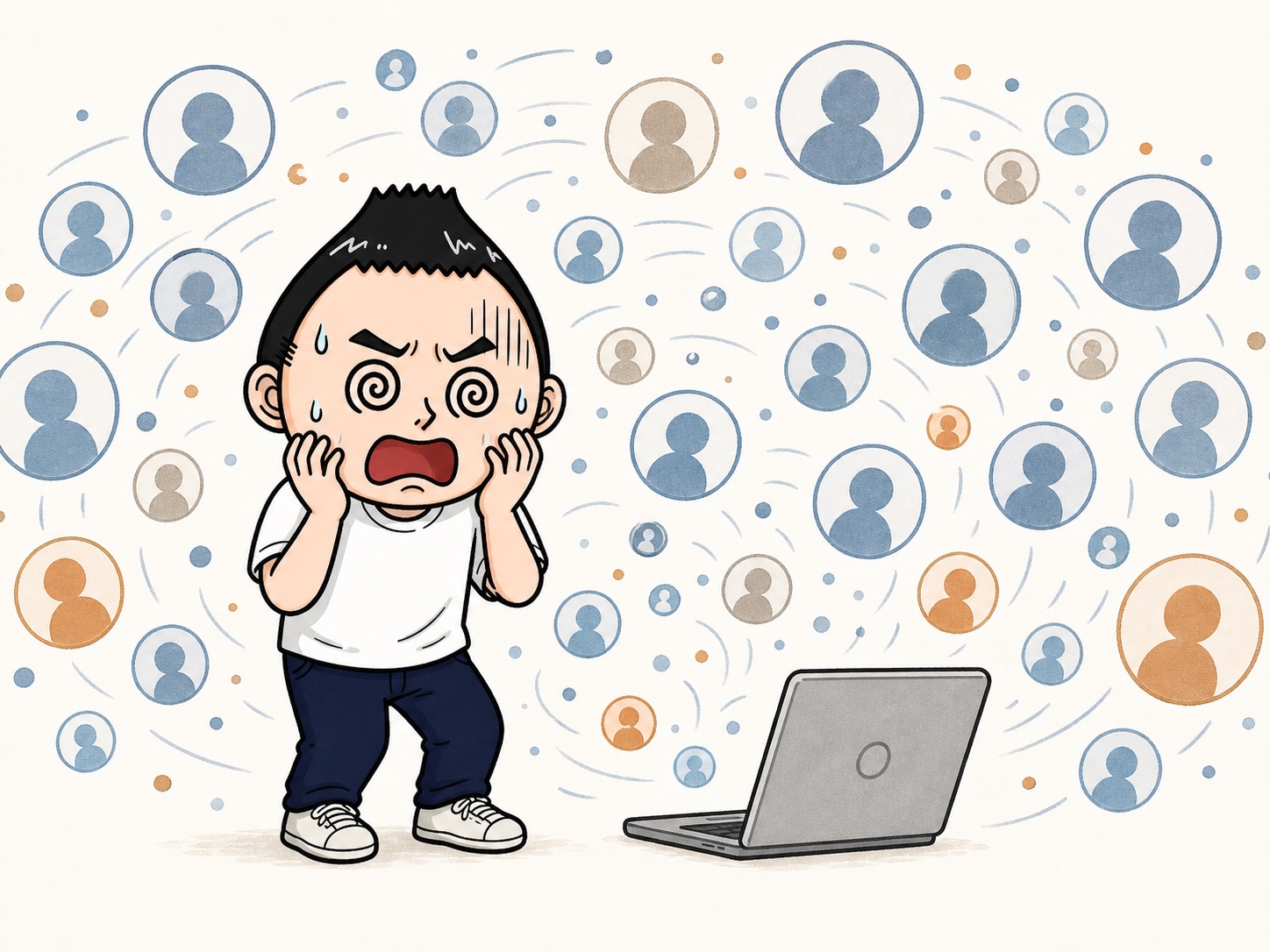 知らない人に売ろうとして怖くなるイラスト