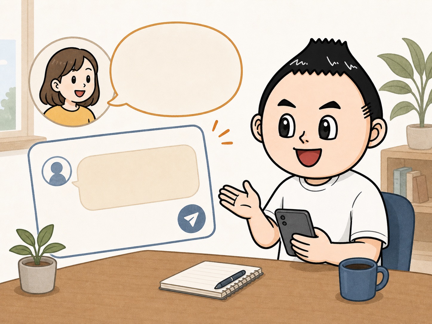 売り込みではなく話を聞かせてもらうイラスト