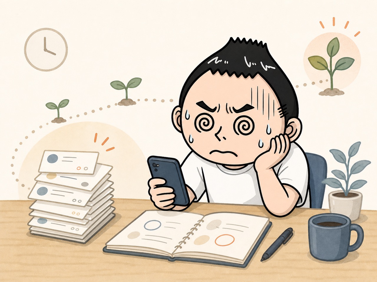 発信が育つまで時間がかかるイラスト