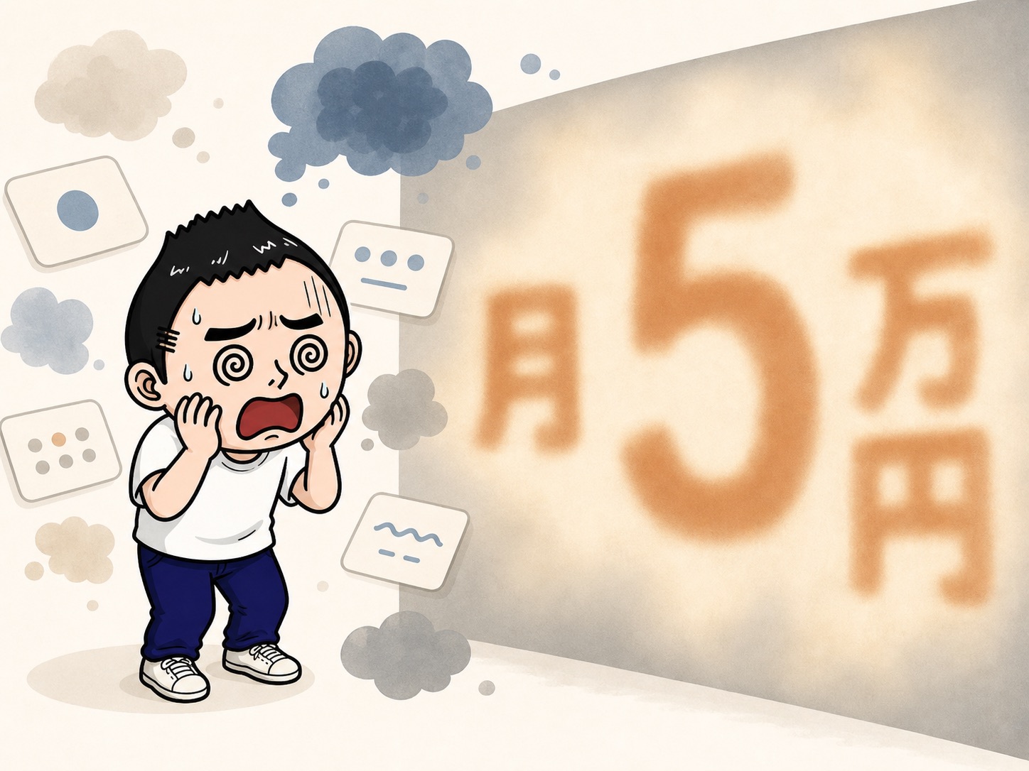 ぼんやりした不安が大きく見えるイラスト