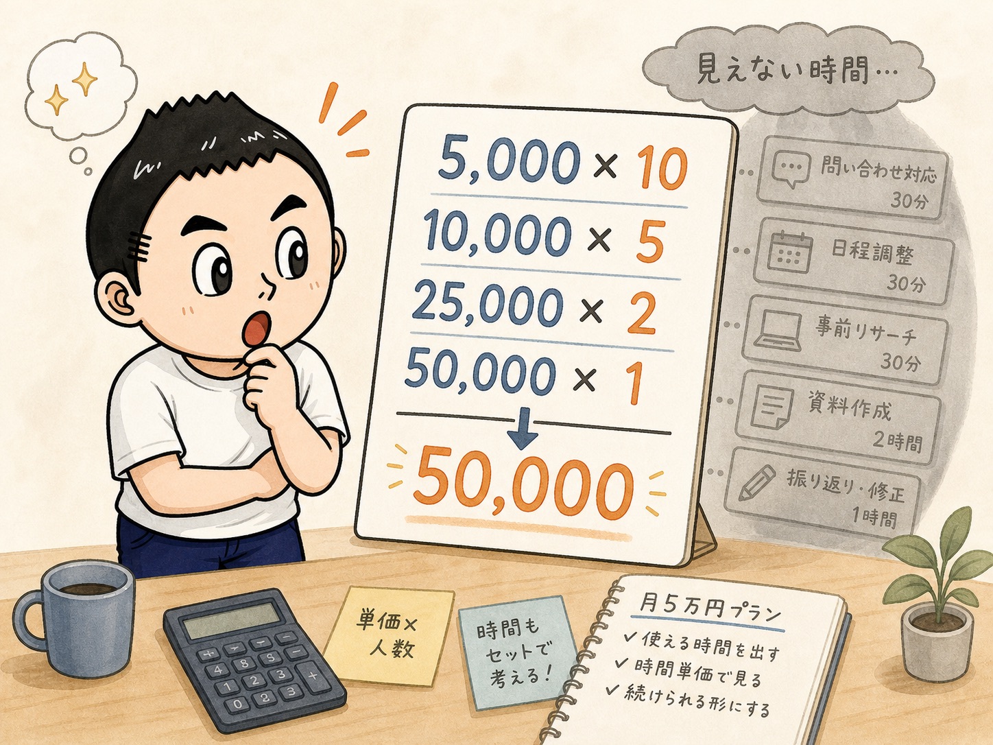 月5万円の売上計算の裏に見えない時間がある