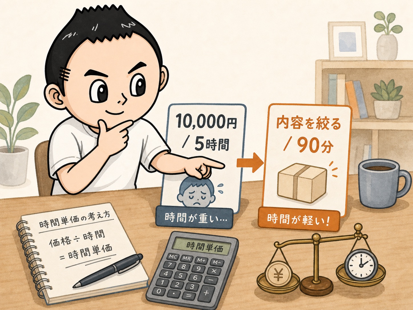 商品の価格と必要時間を比べて時間単価を考える