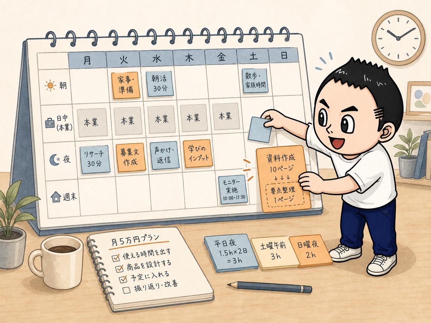 月5万円計画を生活の予定表に入れて無理なく確認する