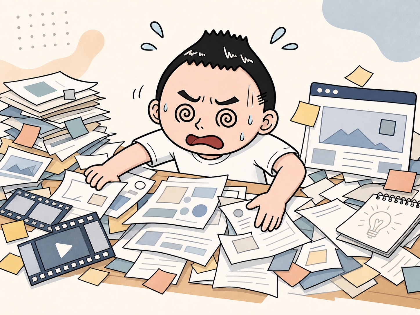 情報を詰め込みすぎて困っている様子