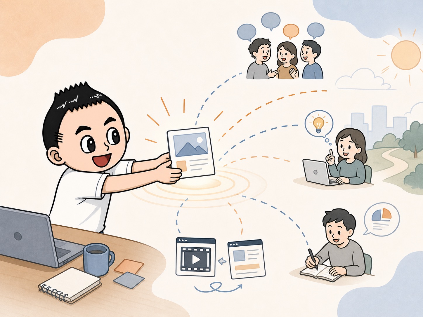 小さく世の中に出して次につなげる様子