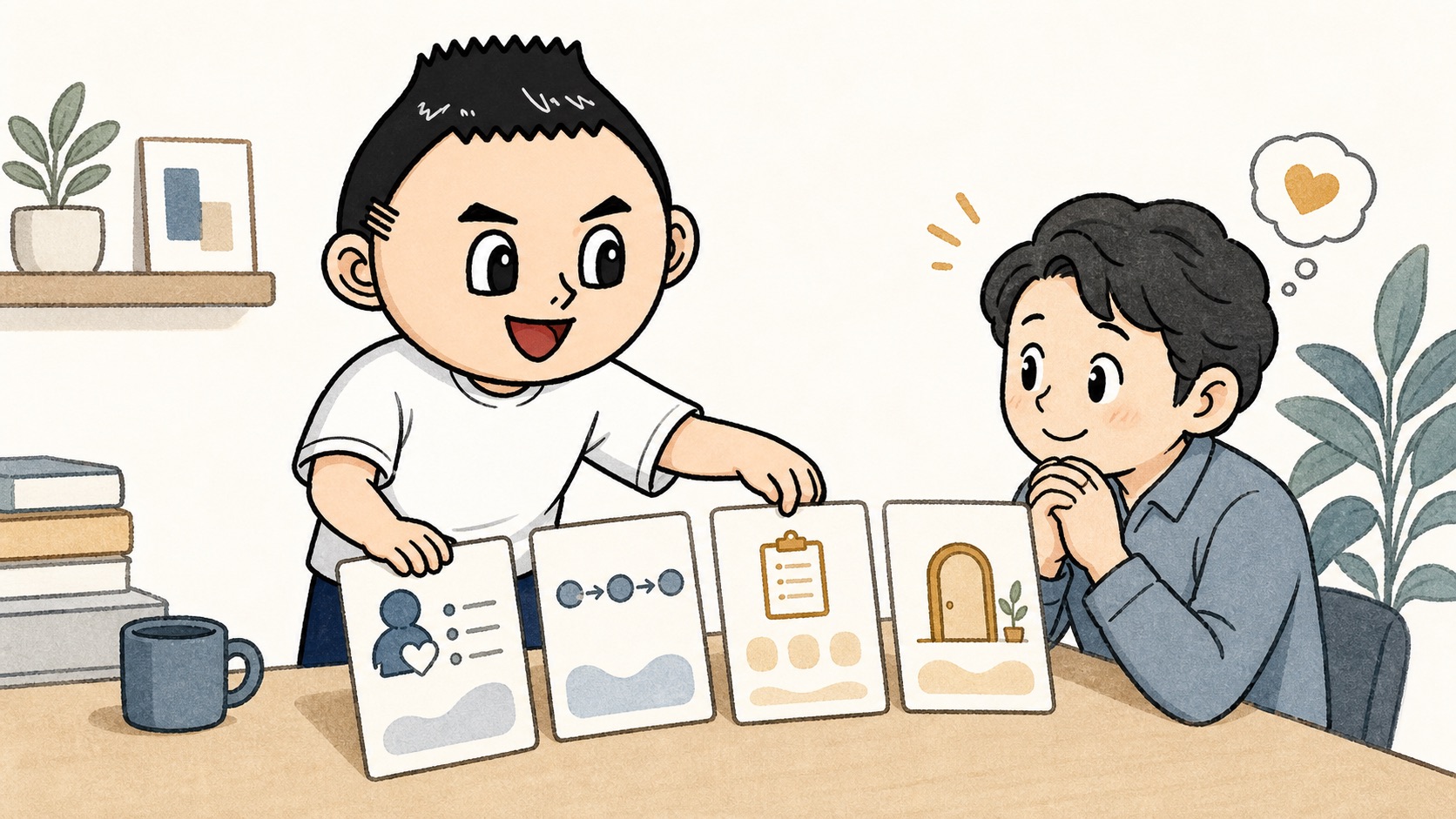 料金ページが金額表ではなく相談前の安心材料として並ぶイラスト