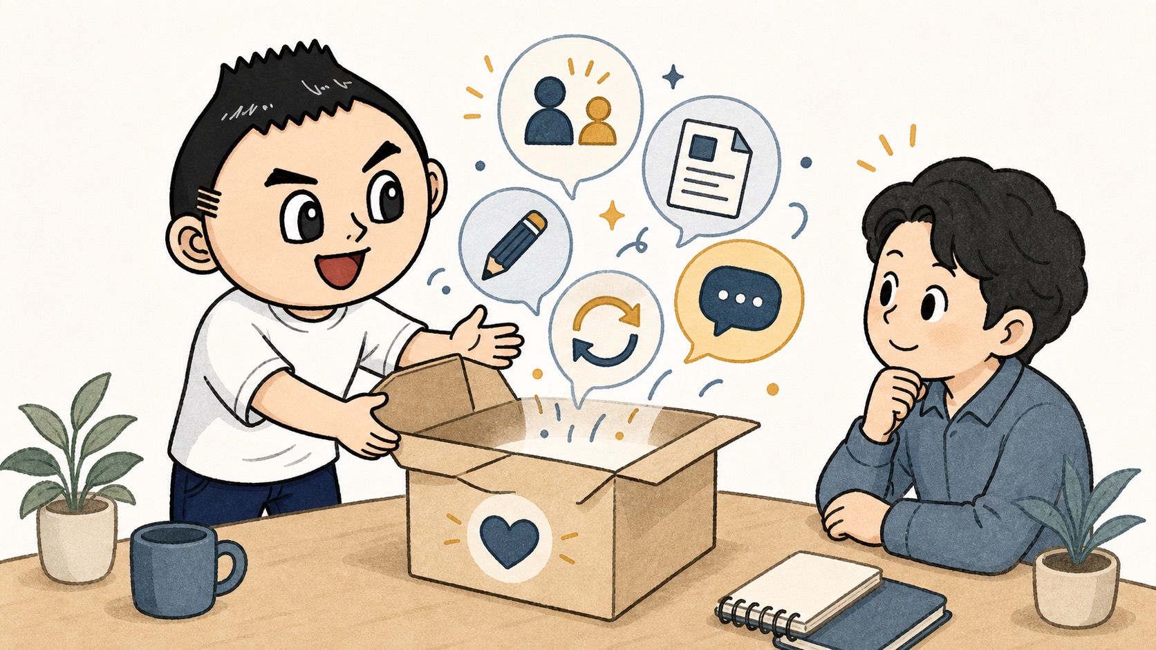 料金の内訳と支援内容が同じ画面で整理されるイラスト