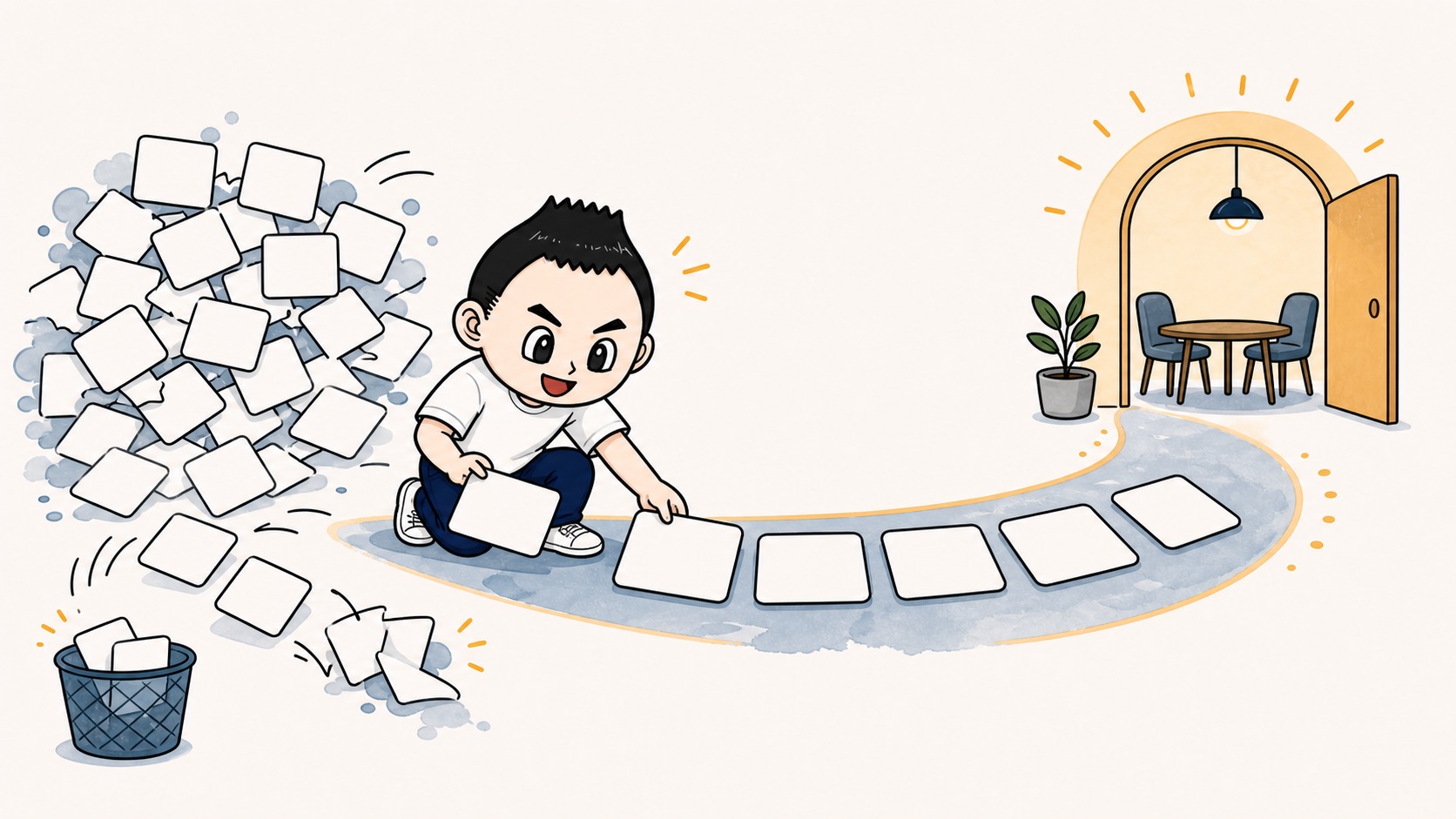 多すぎる質問から判断を助ける質問だけを選ぶイラスト