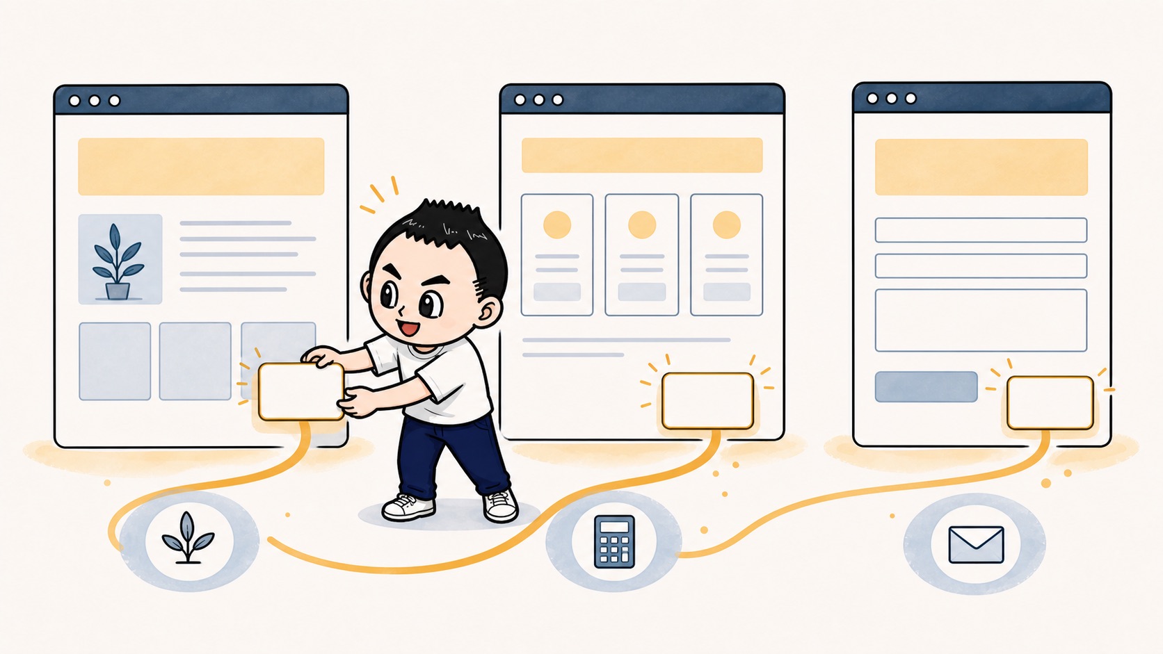FAQをサービスページや料金ページや問い合わせページの近くに置くイラスト
