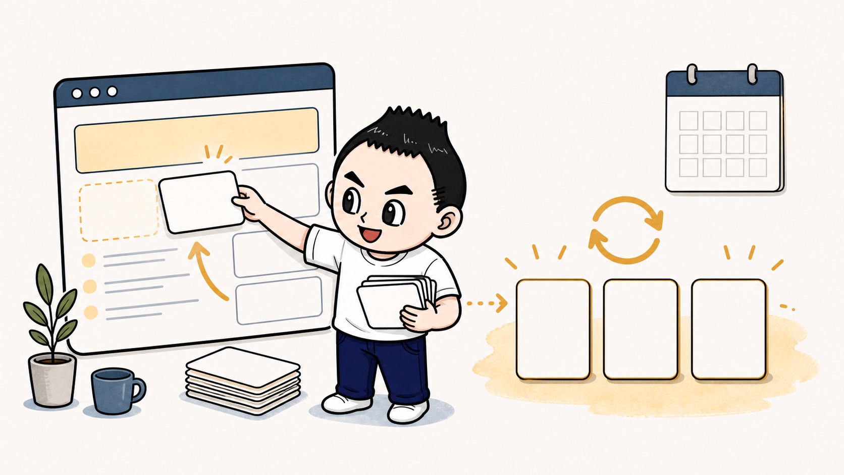 問い合わせをもとにFAQページを少しずつ更新して育てるイラスト