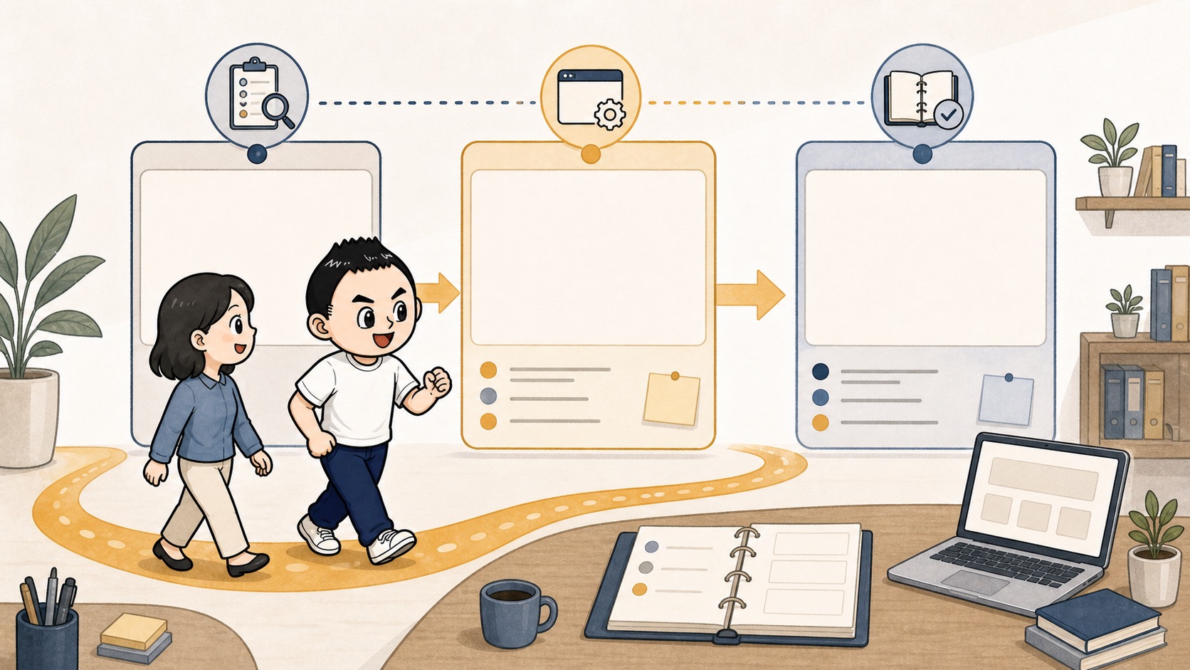 3ヶ月の小さなロードマップでAI内製化を進めるイラスト