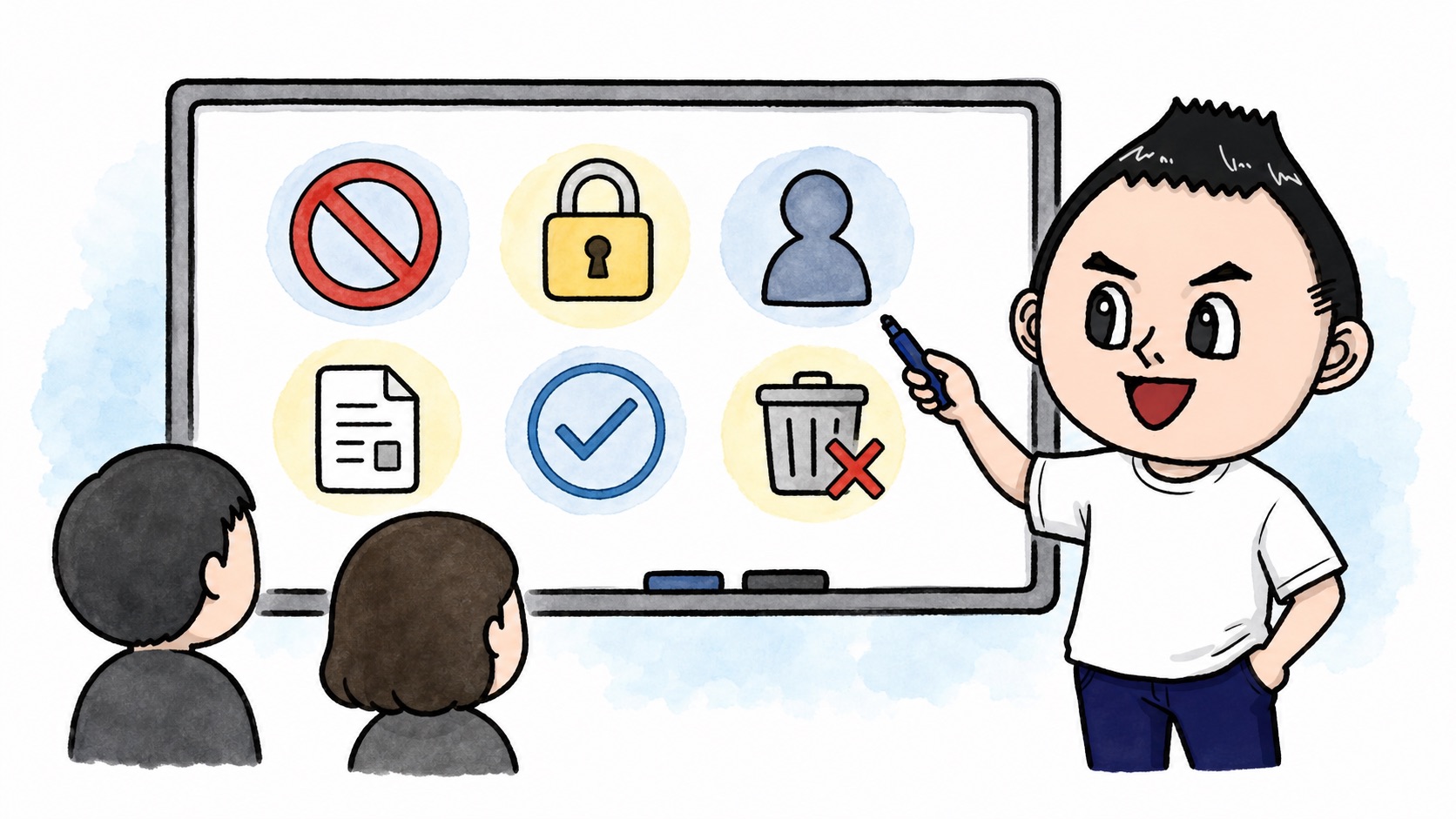 生成AIに入れてよい情報と入れてはいけない情報を整理するイラスト