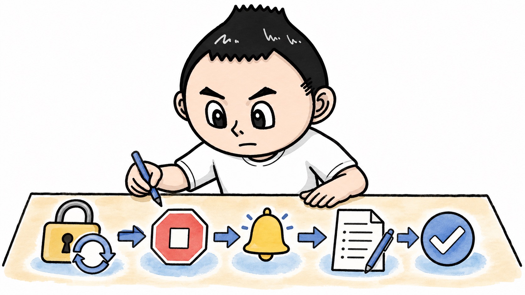 生成AIの情報事故例から教訓を整理するイラスト