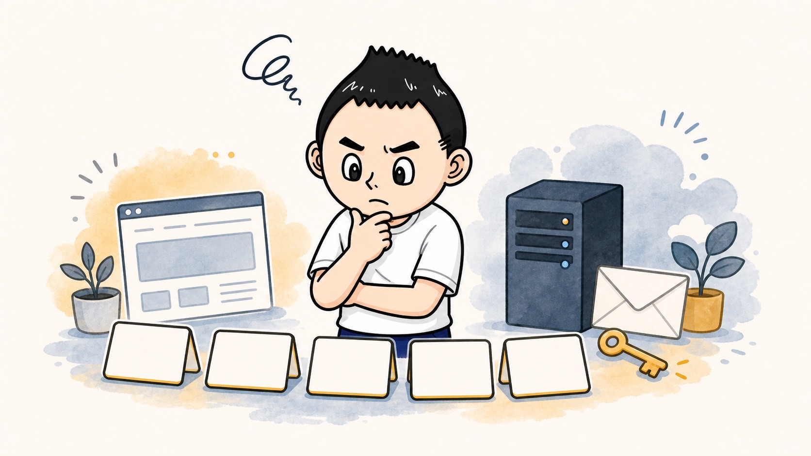 レンタルサーバー選びを料金表だけで決めず、ホームページ運用全体で見るイラスト