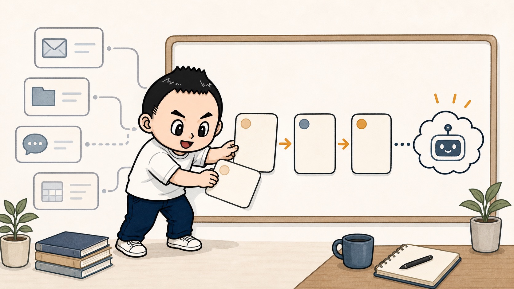 生成AIの業務自動化でツール連携より作業の型化を先に考えるイラスト