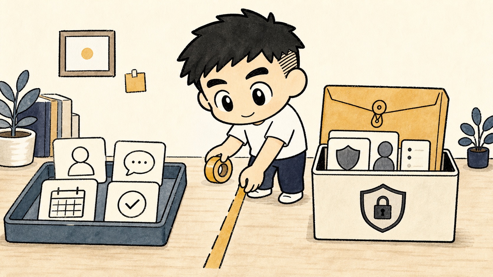 CRMに入れる情報と入れない情報の境界を整理するイラスト