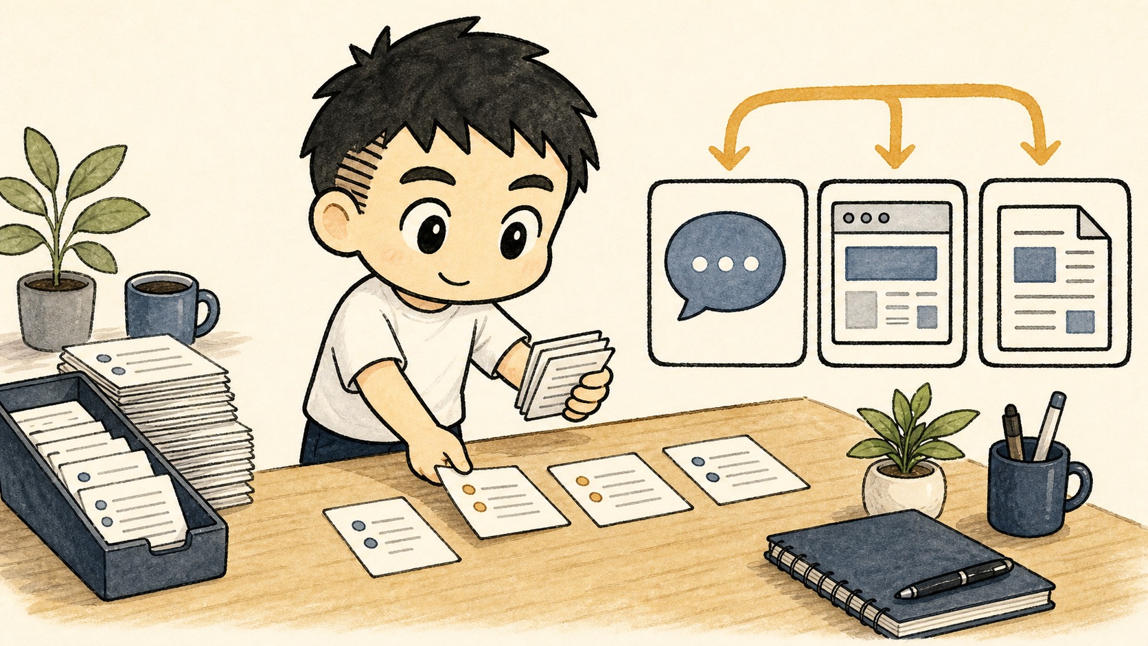 問い合わせ対応ログをホームページやFAQや提案改善に活かすイラスト