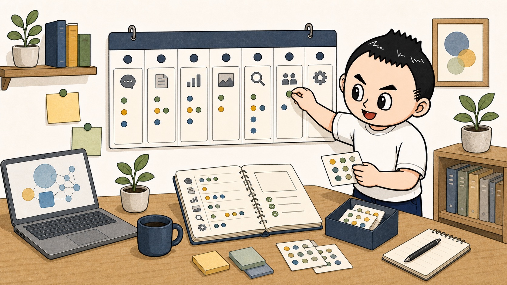 1週間のAI利用ログから判断基準を見える化するイラスト