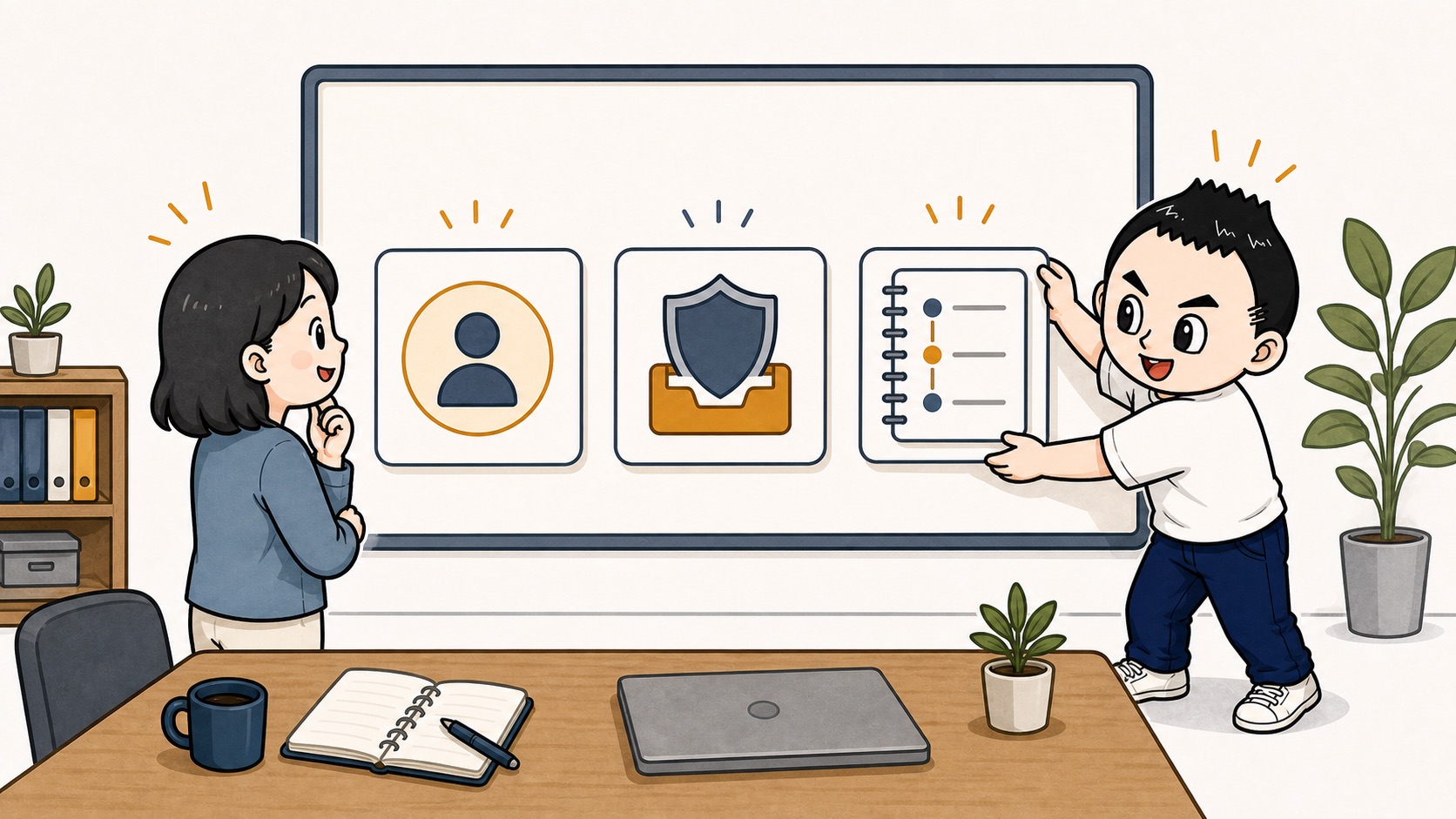 AI内製化の担当者入力ルール運用ログを整えるイラスト