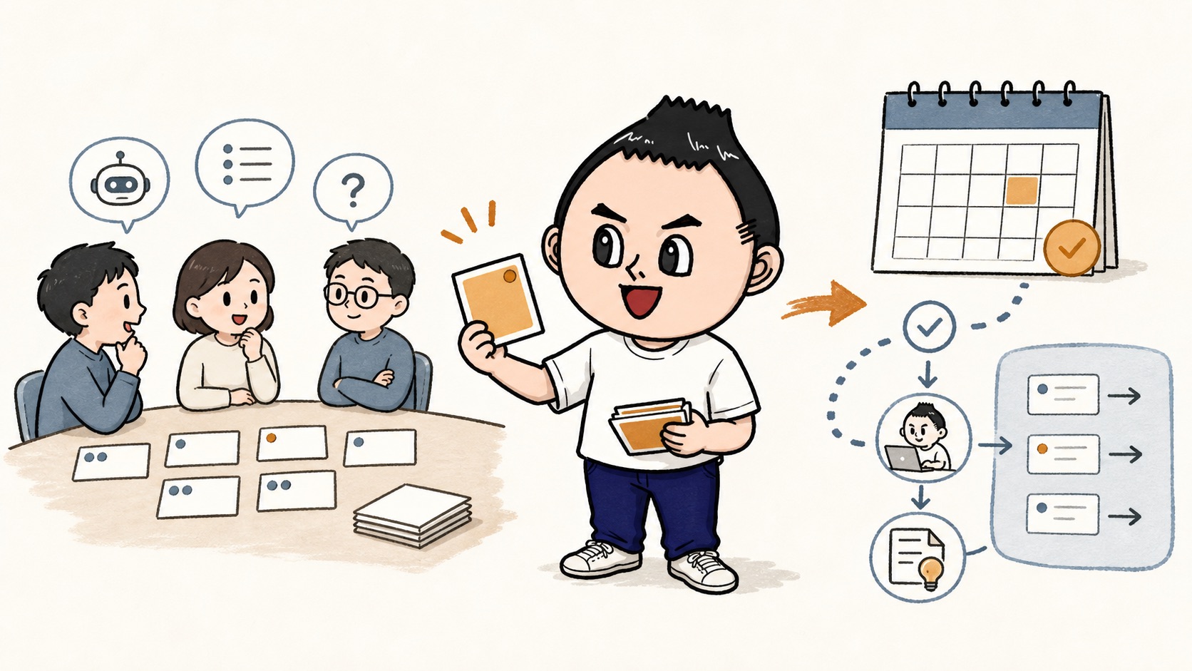 生成AIの月次レビューで選んだ改善タスクを翌月の運用へつなげるアイキャッチ