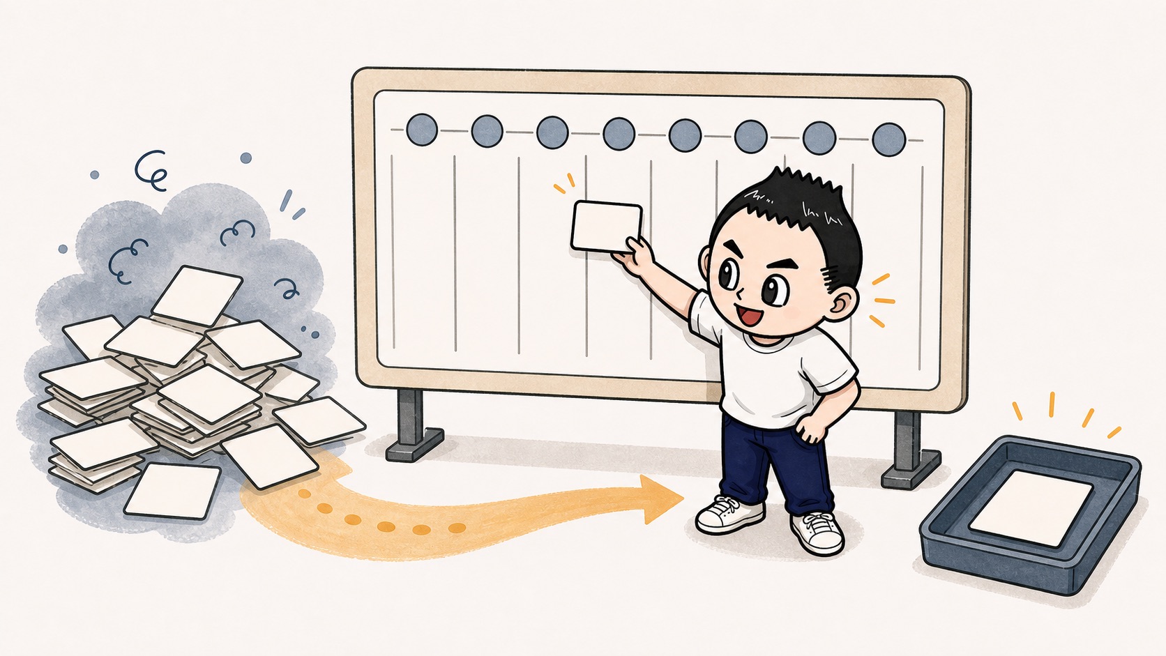 生成AIの自動化実験を1週間で試せる1つの成果物に絞るイラスト
