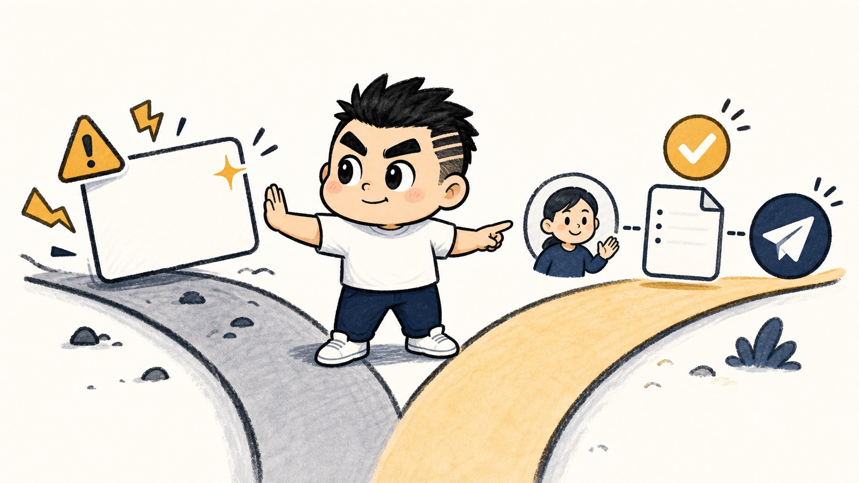 生成AIの出力を正解探しではなく業務に出せるかで確認するイラスト