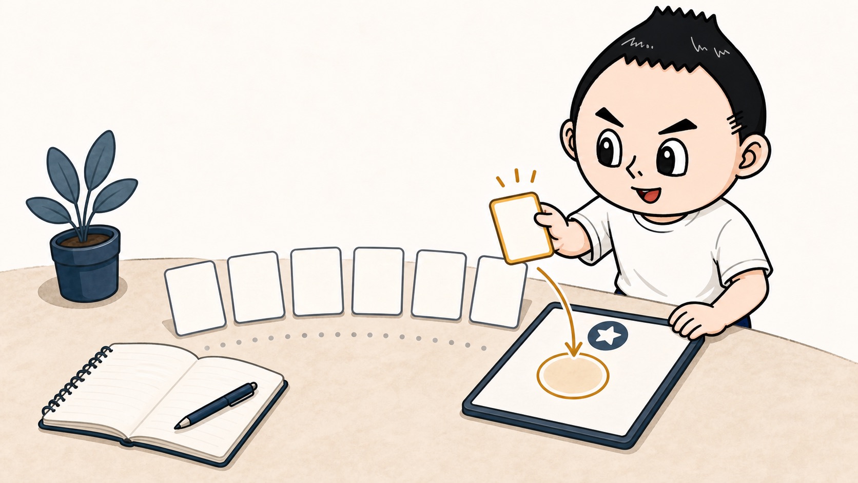生成AIの改善ログを1週間分見て直す手順を1つだけ選ぶイラスト