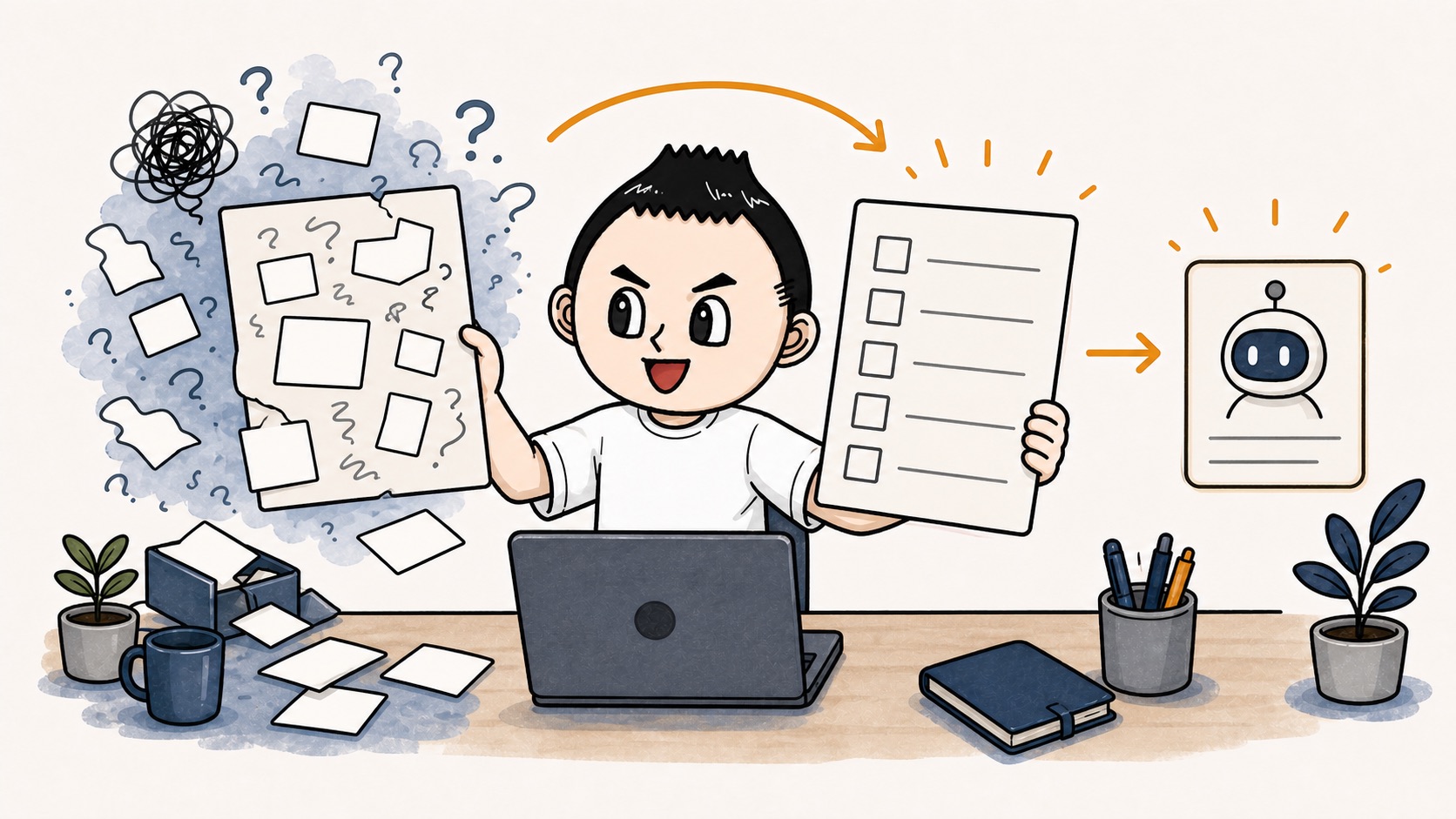 生成AIの例外が出たとき入力条件を見直すイラスト