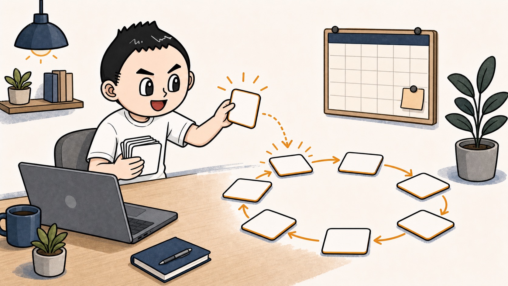 生成AIの例外を1つずつ通常手順へ戻すイラスト