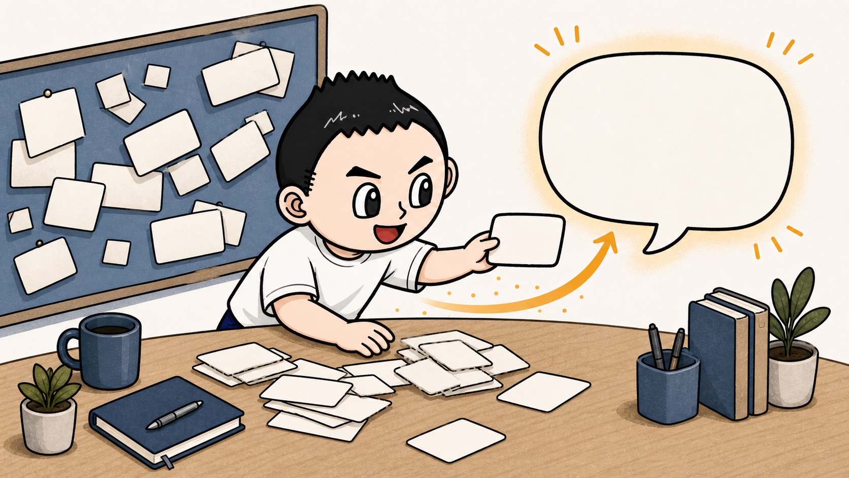 生成AIの例外カードを質問の形へ言い換えるイラスト