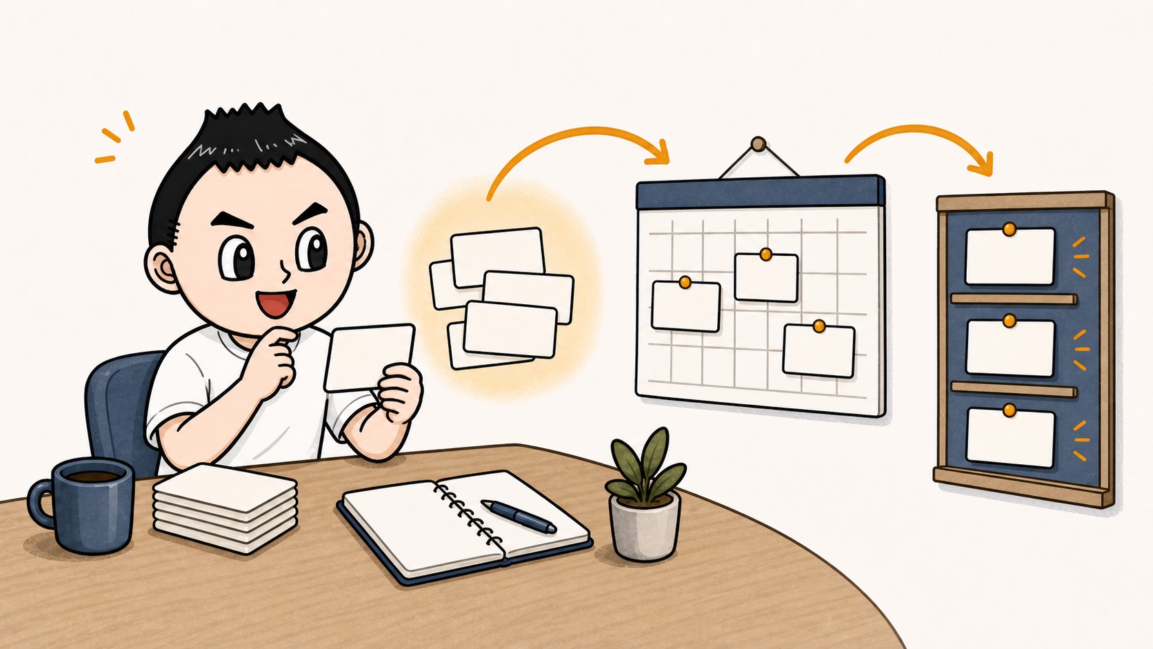 生成AIの運用ログからFAQ更新日を決めるイラスト