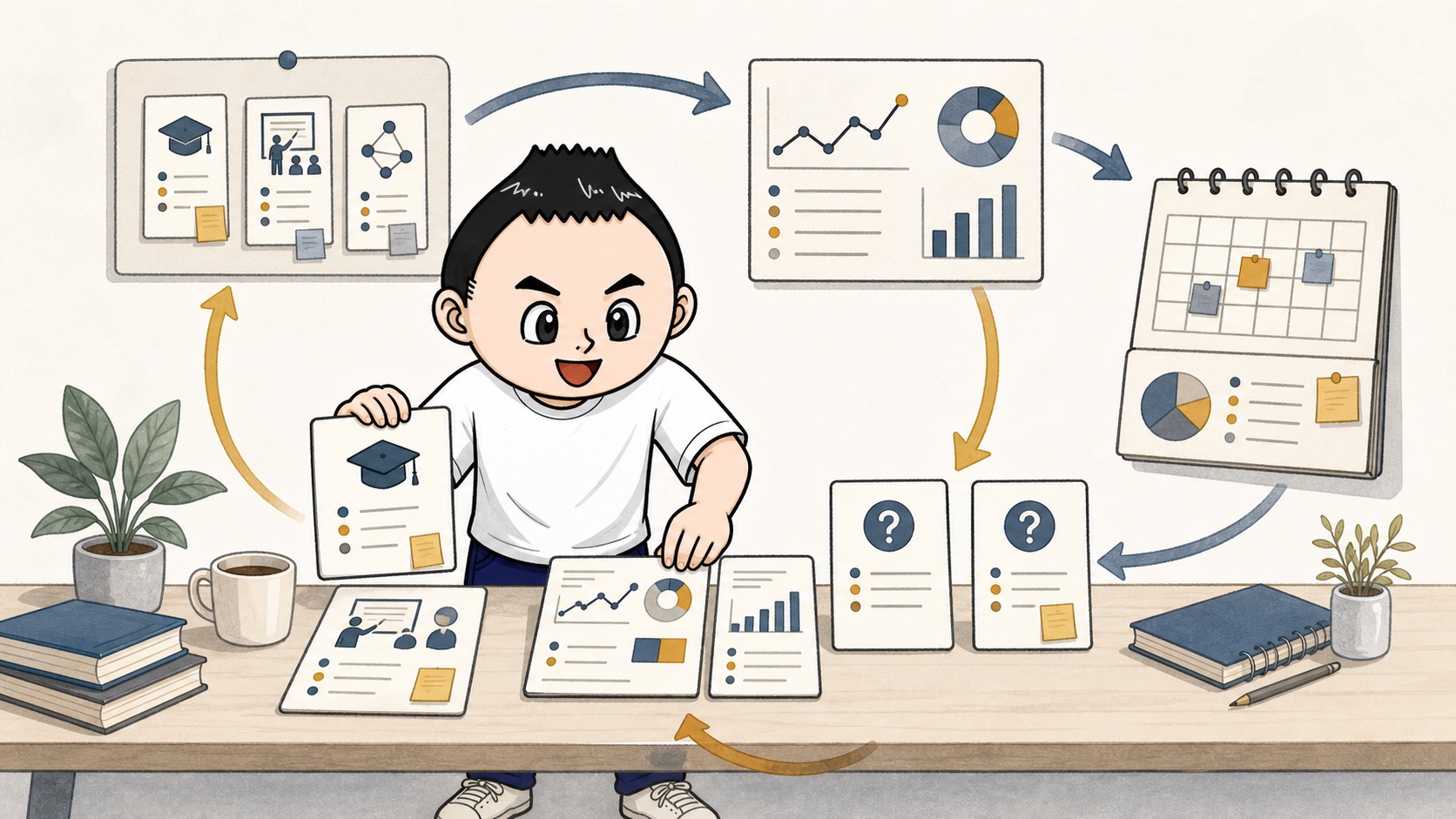 生成AIの社内研修後に閲覧ログと質問ログを月次レビューへ戻すアイキャッチ